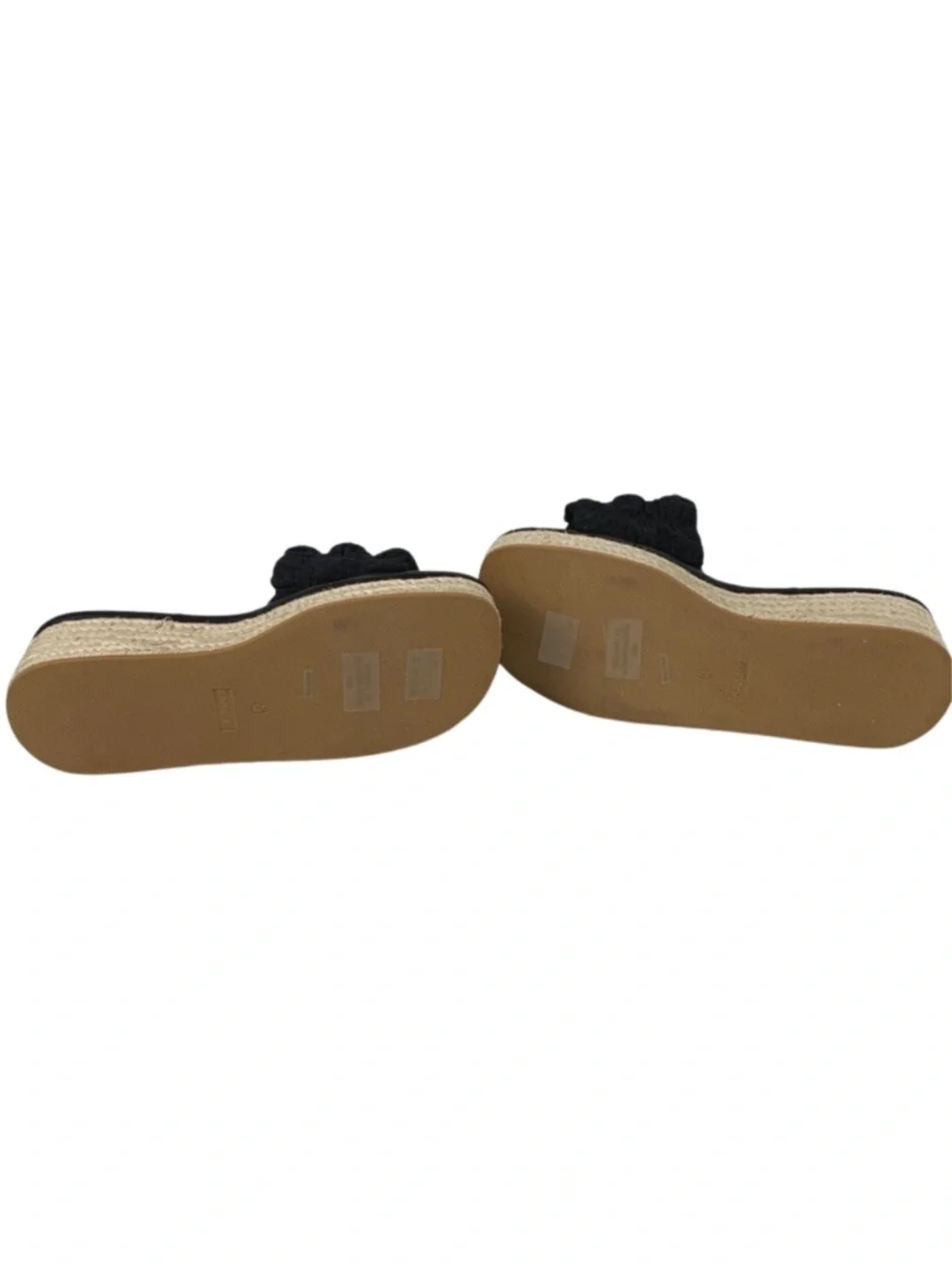 BAMBOO Black Scrunched Wedge Sandals Women's Size 8.5 Boho